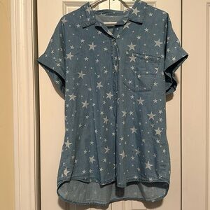 Denim short sleeve star shirt